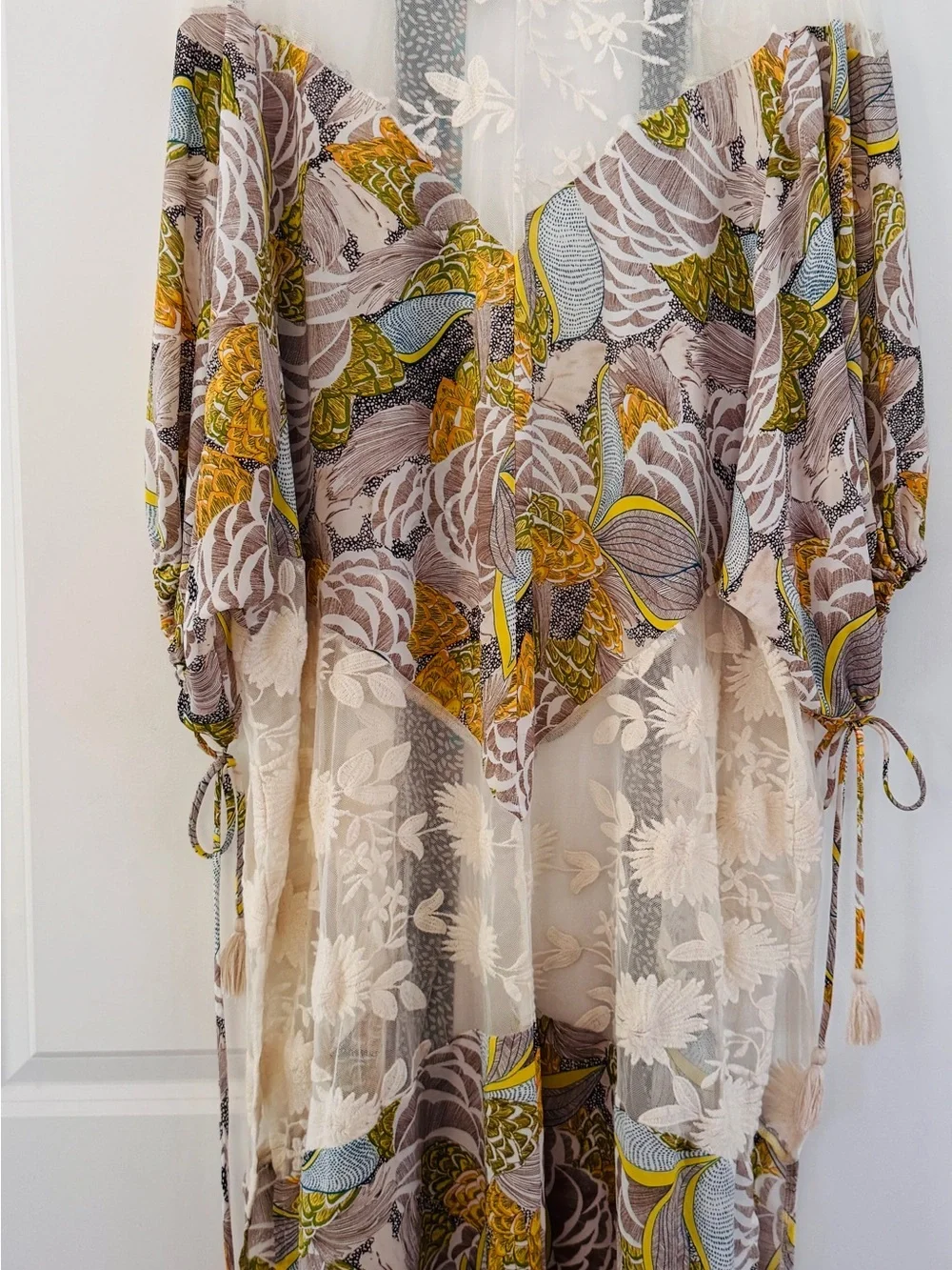 NWT GiGiO Floral Embroidered Lace Kimono Duster Size S